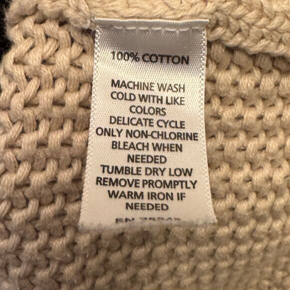 Cynthia Rowley Cream Cable Knit Back Button Sweater 3/4 Sleeve Size Small Preppy - Picture 10 of 13